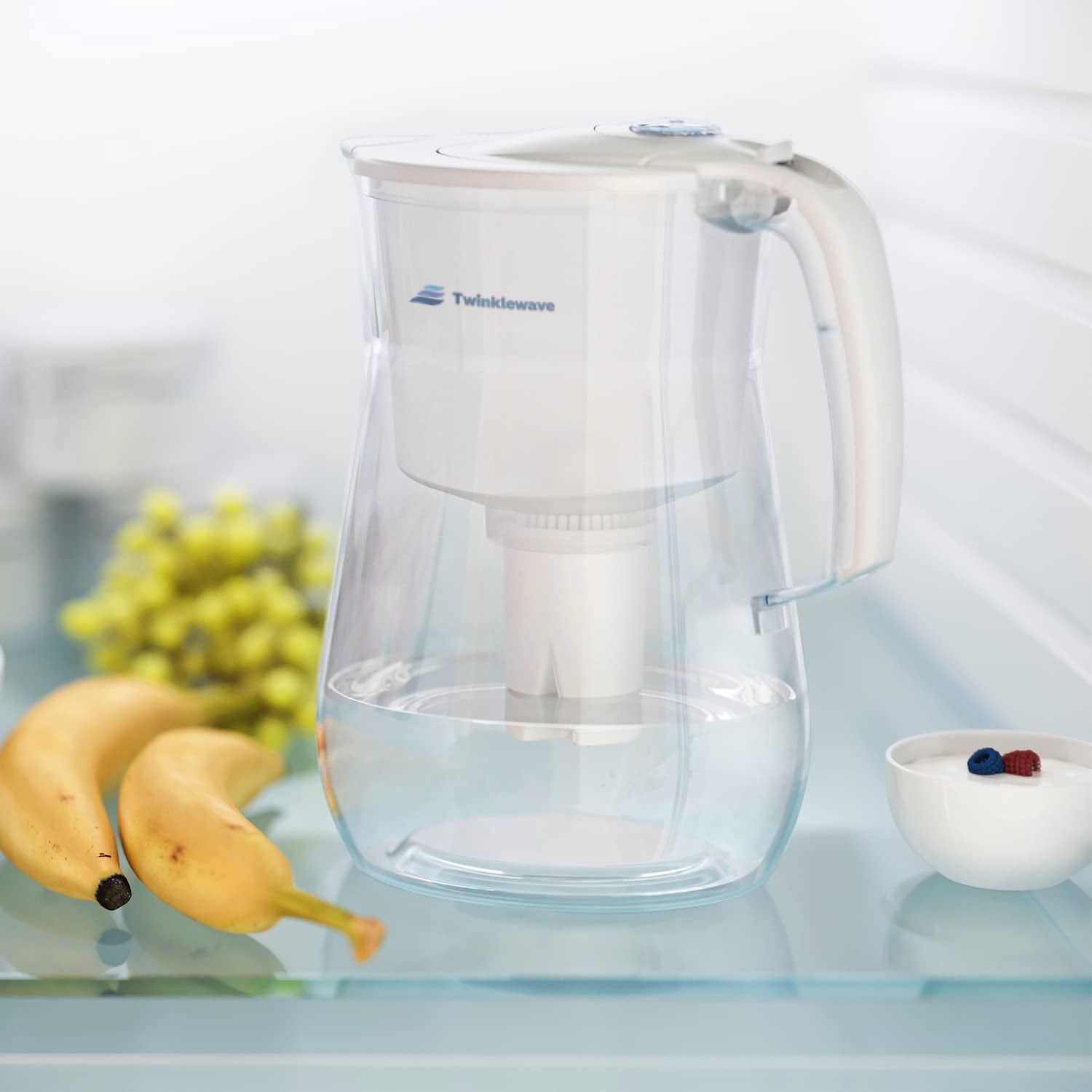 Twinklewave 12-Cup Water Filtration Jug - White, Includes 1 x B15 Filter