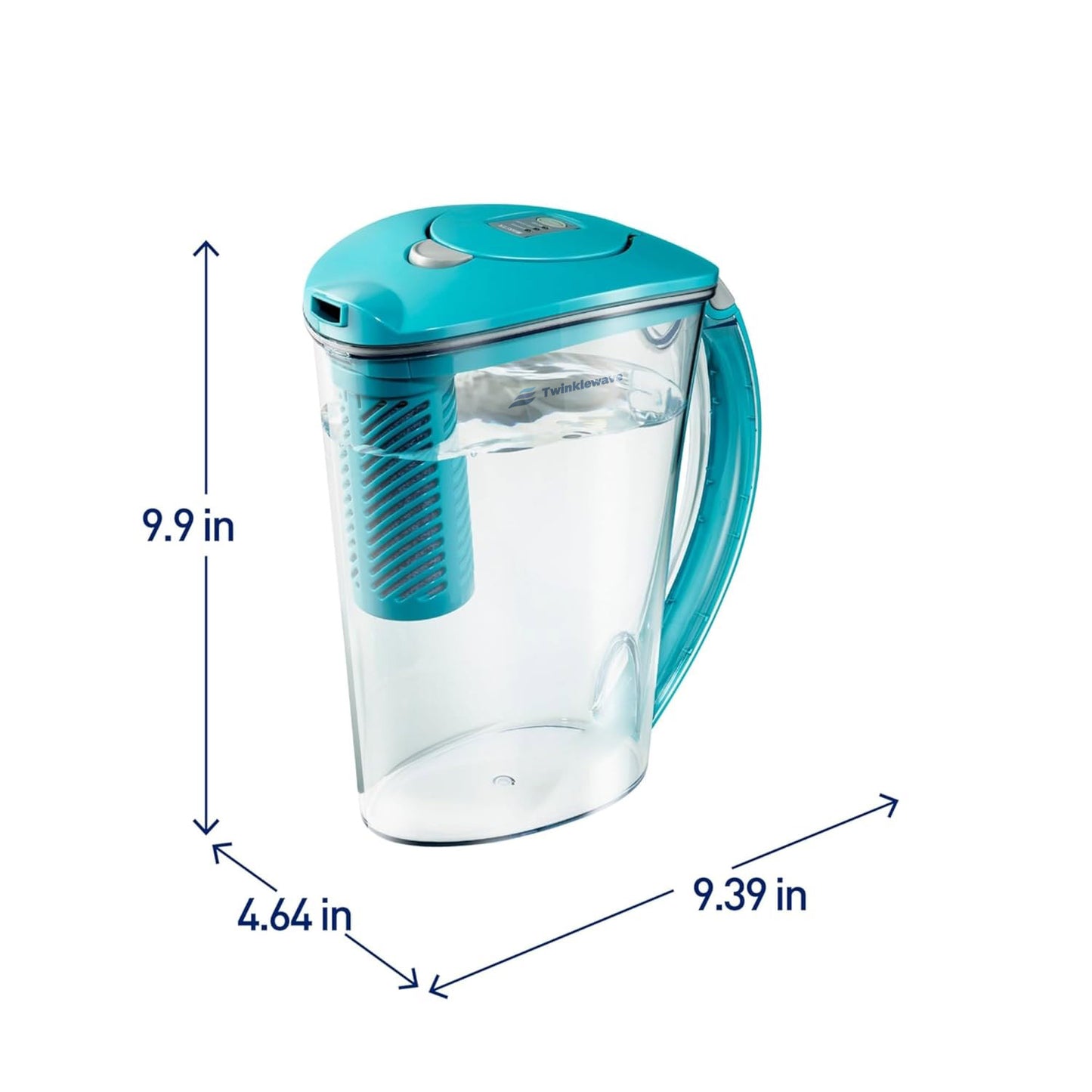 Twinklewave Filter as You Pour 10-Cup Blue Plastic Water Filter Pitcher