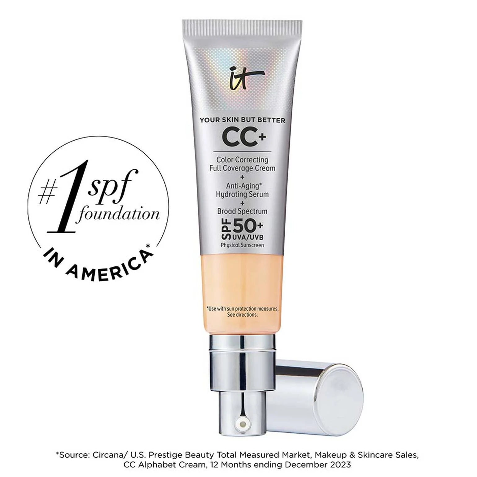 IT Cosmetics CC+ Cream Full-Coverage Foundation with SPF 50+ (Light Medium C)